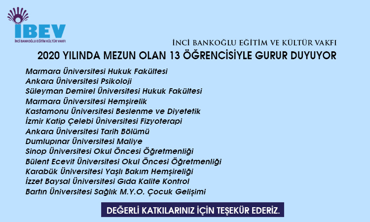 İBEV 2020 YILINDA MEZUN OLAN 13 ÖĞRENCİSİYLE GURUR DUYUYOR