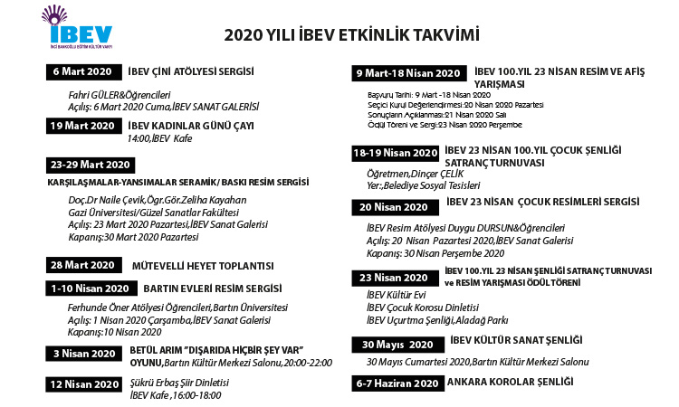 İBEV 2020  ETKİNLİK TAKVİMİ